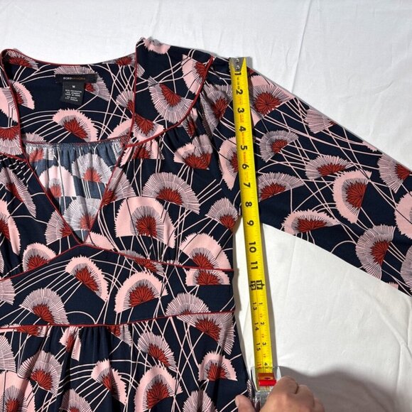 BCBGMaxAzria Boho Floral Navy Fall Holiday Work Midi Dress Size Medium - Picture 12 of 12